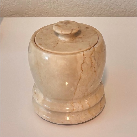 Italian Latte Cream Marble Jar with Lid - Global Views Decorative home accents - Picture 2 of 11
